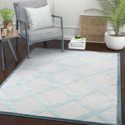 Galena Blue Contemporary Geometric Rug VAL-76