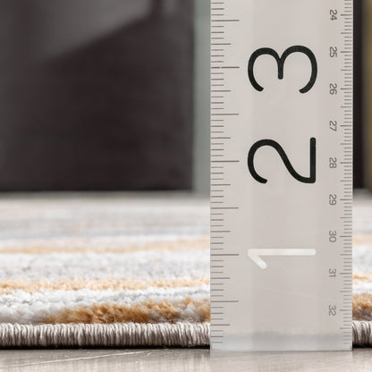 Davina Modern Abstract Striped Grey Rust Rug VER-100