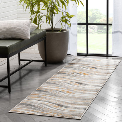 Davina Modern Abstract Striped Grey Rust Rug VER-100