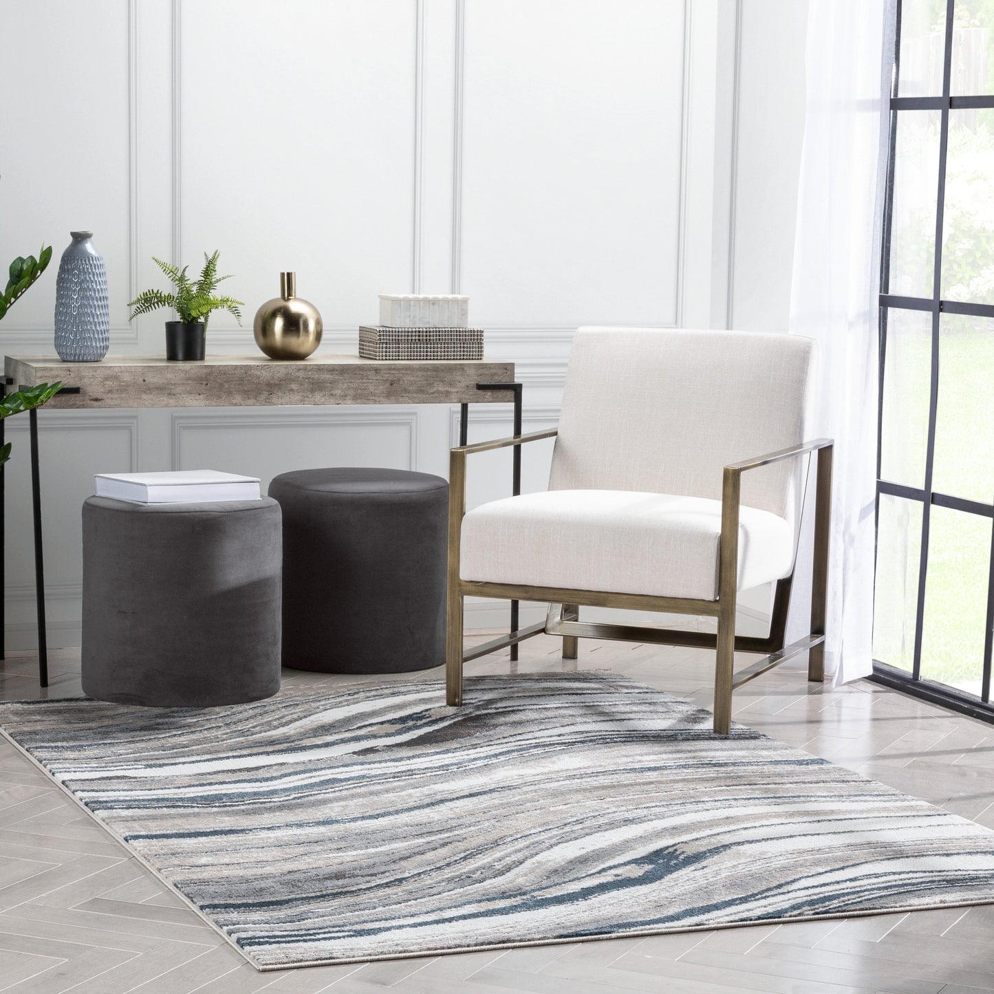Stella Modern Abstract Striped Grey Rug VER-107