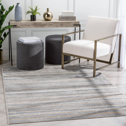Giselle Modern Abstract Striped Grey Rust Rug VER-110