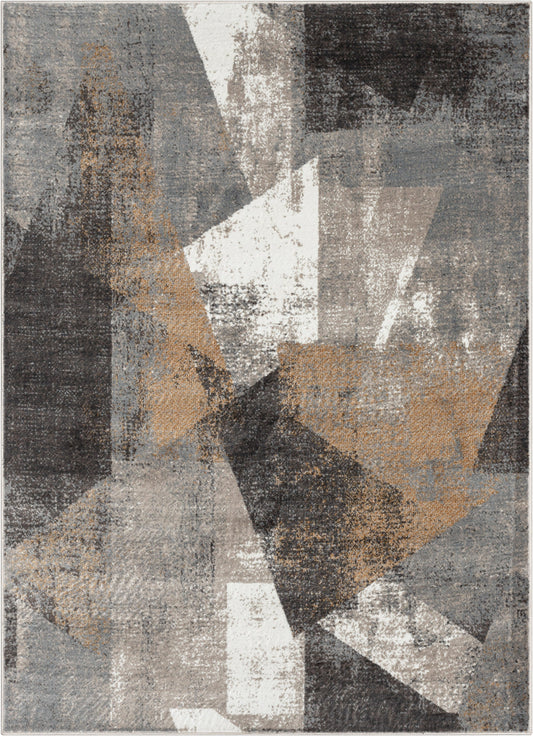 Kye Modern Abstract Geometric Grey Rust Rug VER-120