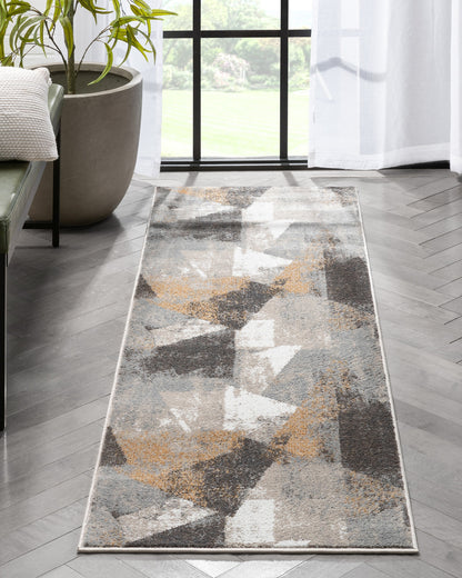 Kye Modern Abstract Geometric Grey Rust Rug VER-120