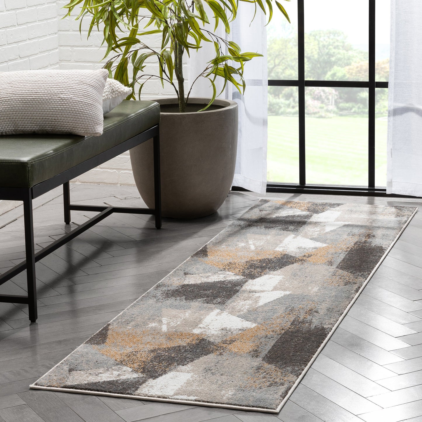 Kye Modern Abstract Geometric Grey Rust Rug VER-120