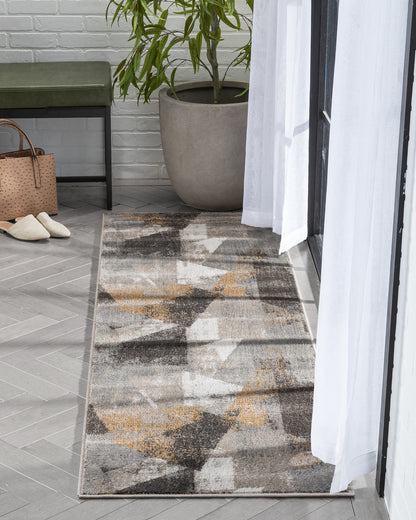 Kye Modern Abstract Geometric Grey Rust Rug VER-120