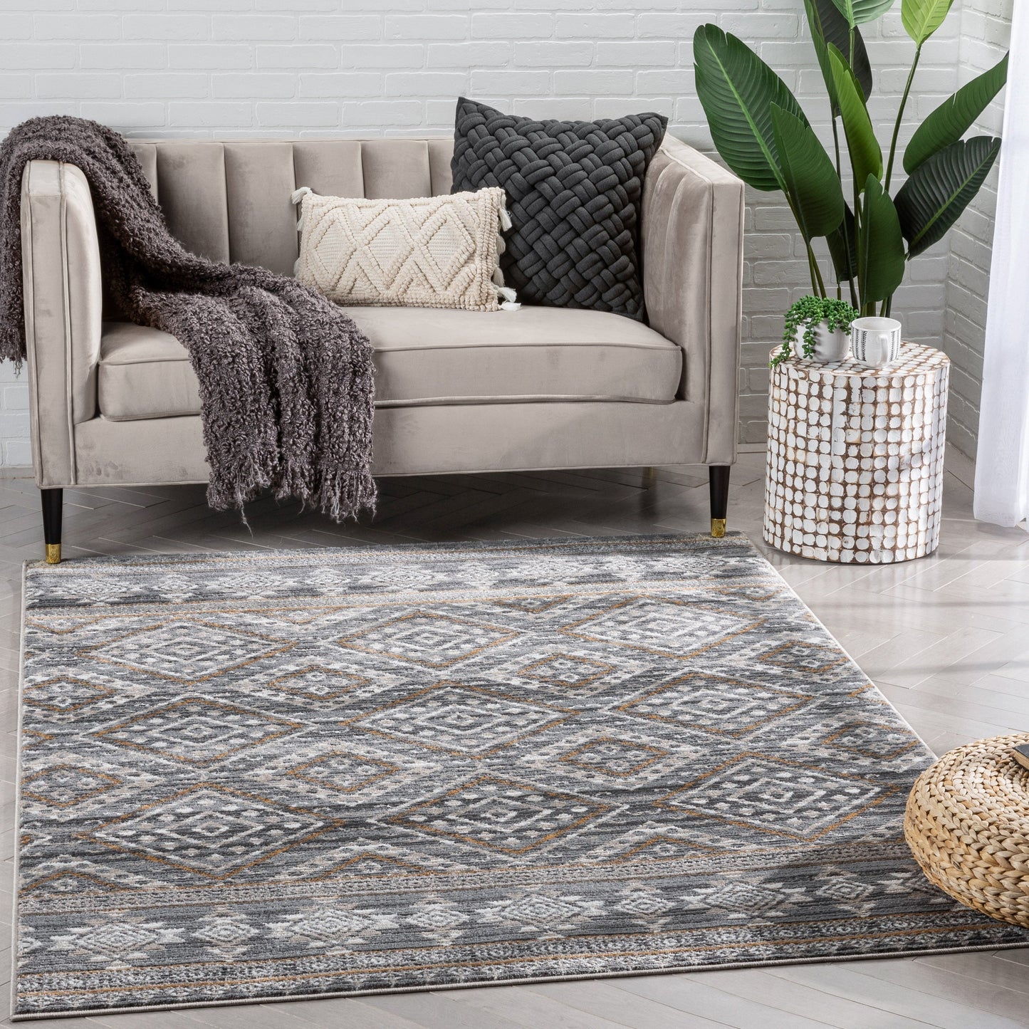 Sasha Moroccan Trellis Grey Rug VER-17