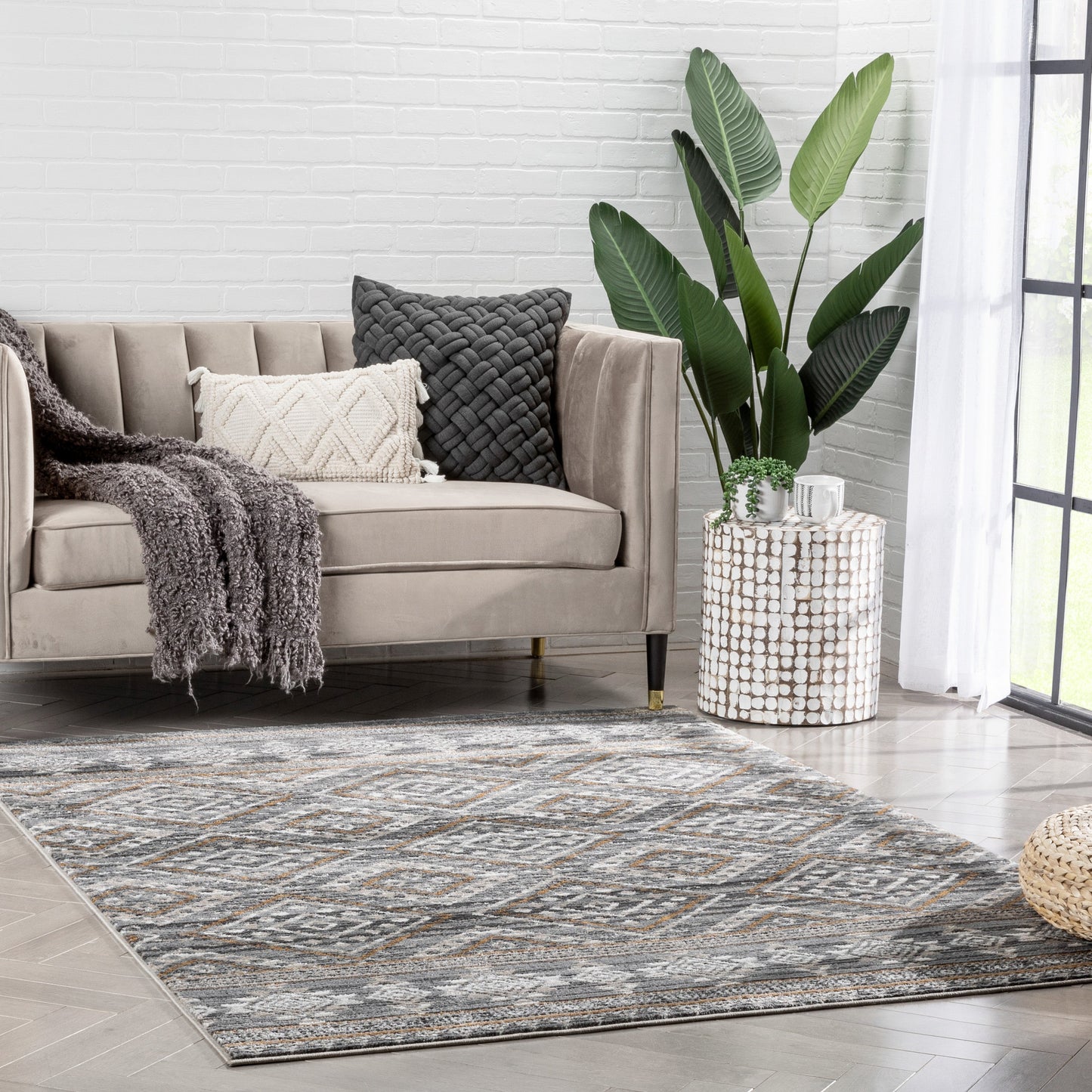 Sasha Moroccan Trellis Grey Rug VER-17