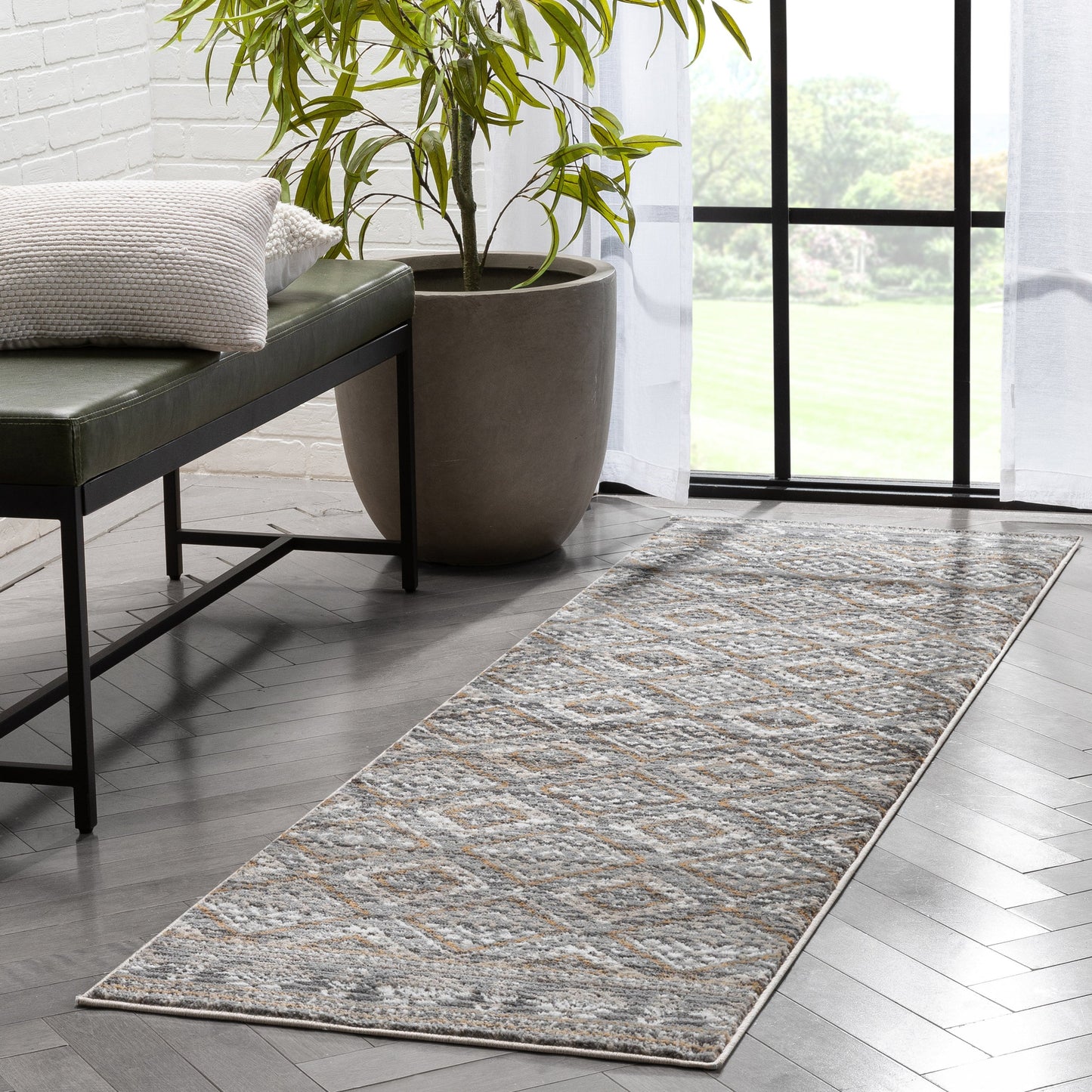 Sasha Moroccan Trellis Grey Rug VER-17