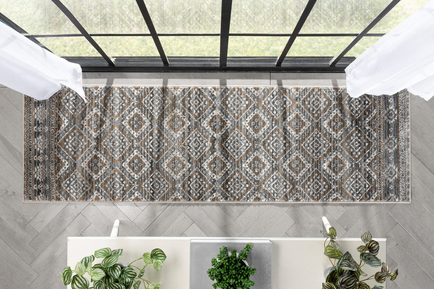 Sasha Moroccan Trellis Grey Rug VER-17