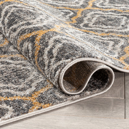 Rowan Moroccan Lattice Trellis Grey Rug VER-27