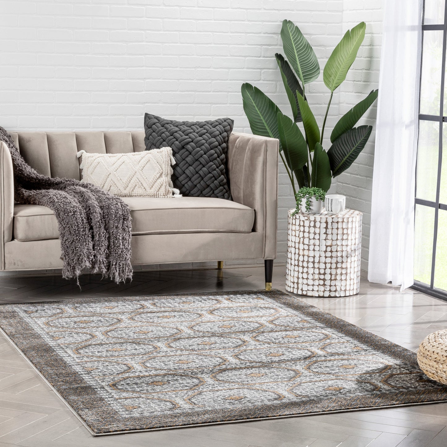 Rhea Moroccan Lattice Trellis Grey Rug VER-37