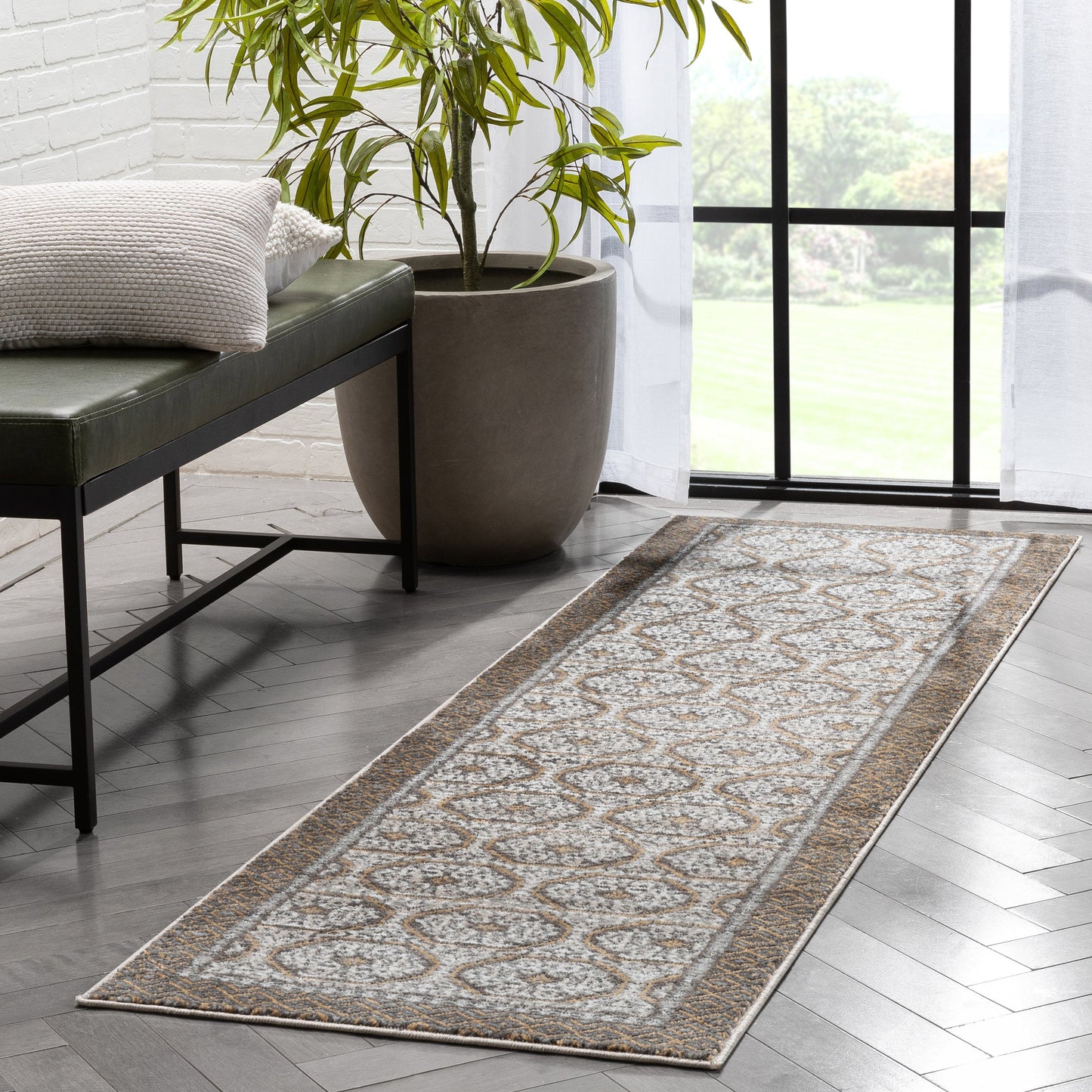 Rhea Moroccan Lattice Trellis Grey Rug VER-37