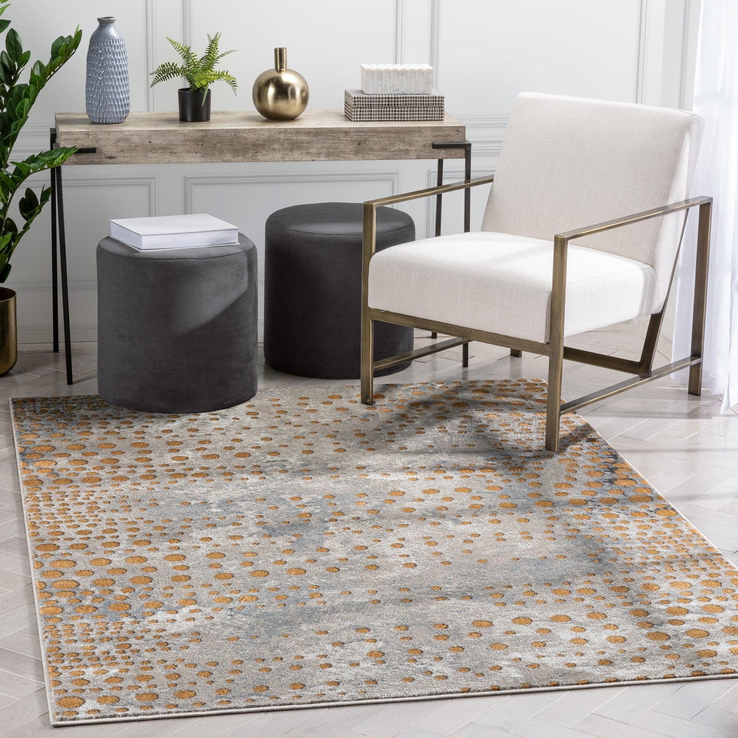 Elyse Modern Abstract Dots Grey Rug VER-67