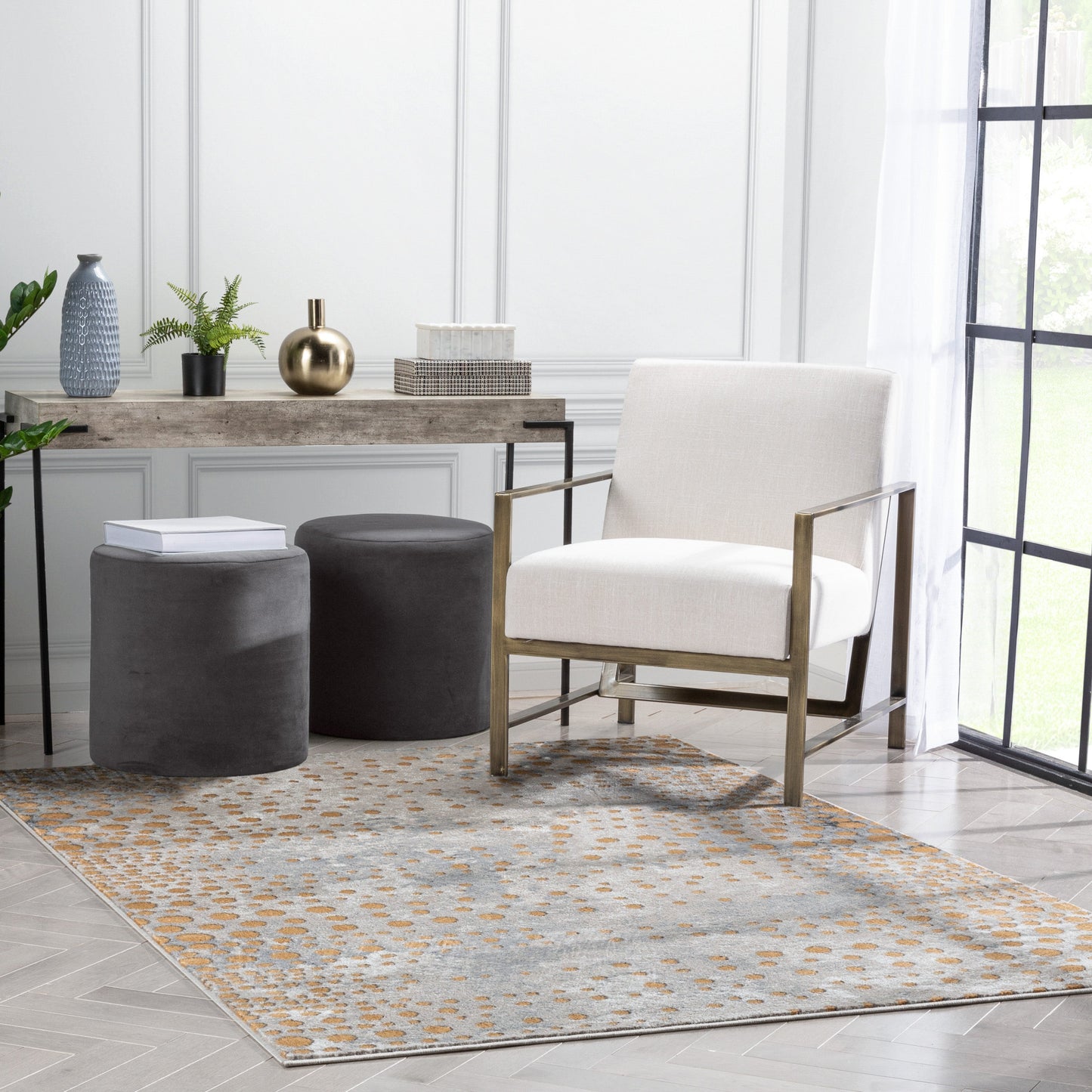 Elyse Modern Abstract Dots Grey Rug VER-67