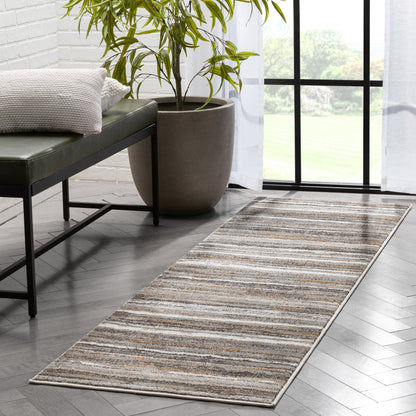 Makai Modern Abstract Striped Grey Rug VER-77