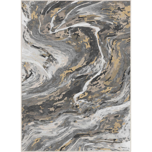 Abstract Dunes Gray Gold Rug W-AB-15B