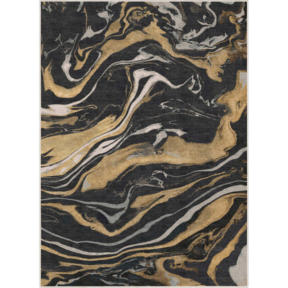 Abstract Dunes Black Gold Rug W-AB-19A