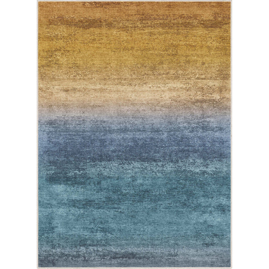Abstract Sunset Blue Gold Rug W-AB-33C