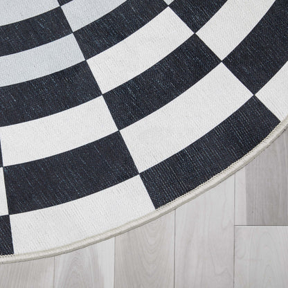 Bottomless Hole 3D Portal Black Ivory Flat-Weave Area Rug W-AP-04A