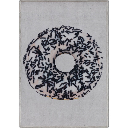 Apollo White Sprinkles Donut Ivory Black Rug W-AP-08B