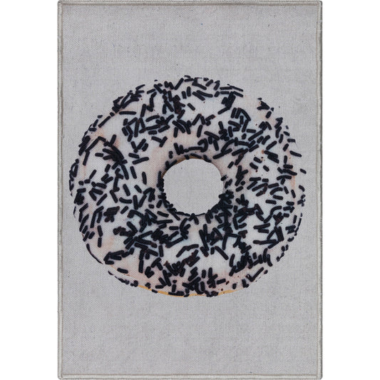 Apollo White Sprinkles Donut Ivory Black Rug W-AP-08B