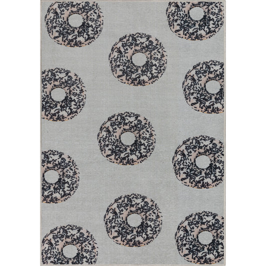 Apollo Multi White Sprinkles Donut Ivory Black Rug W-AP-09A