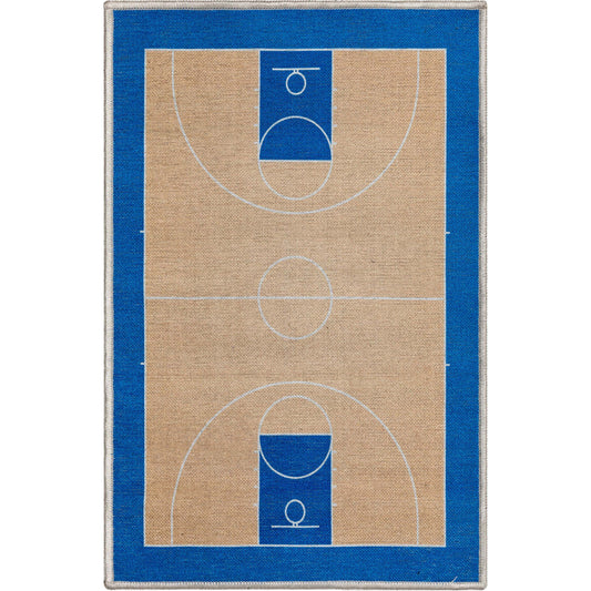 Apollo Basketball Tan Blue Rug W-AP-16A