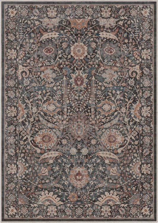 Liana Vintage Oriental Blue Washable Rug W-AS-01A