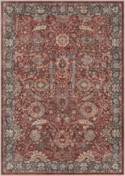 Liana Vintage Oriental Red Washable Rug W-AS-01C