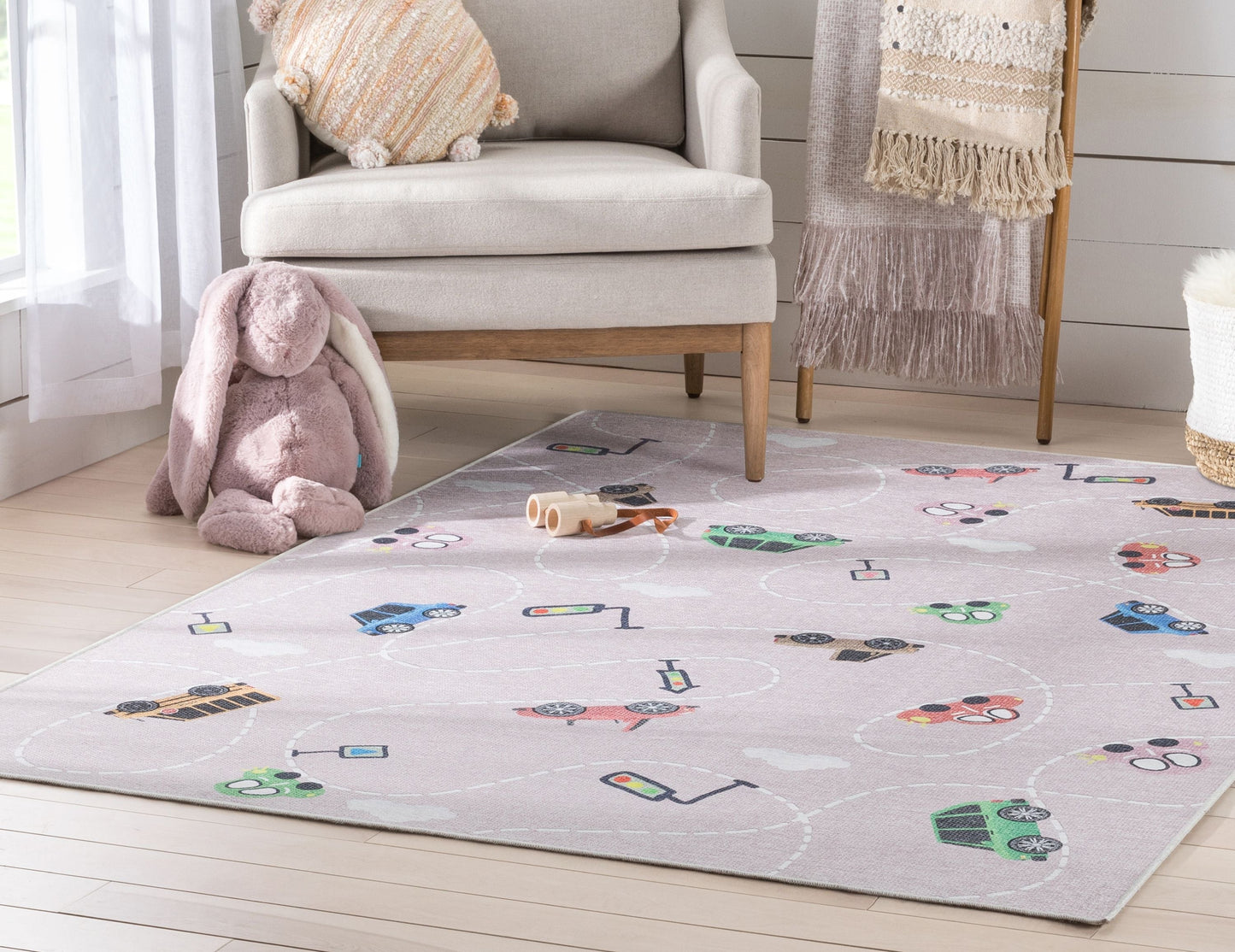 Traffic Modern Pink Flat-Weave Washable Kids Rug W-KD-01D