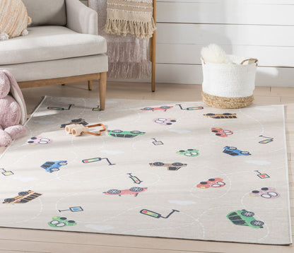 Traffic Modern Beige Flat-Weave Washable Kids Rug W-KD-01E