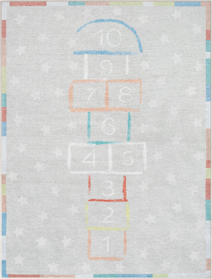 Hopscotch Modern Multi Flat-Weave Washable Kids Rug W-KD-02A