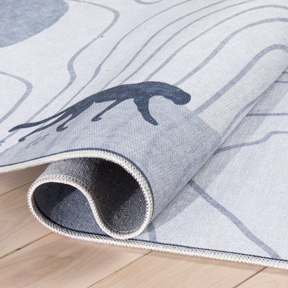 Safari Modern Grey Flat-Weave Washable Kids Rug W-KD-03A