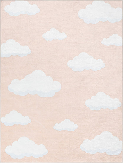 Cloud 9 Modern Coral Flat-Weave Washable Kids Rug W-KD-07A