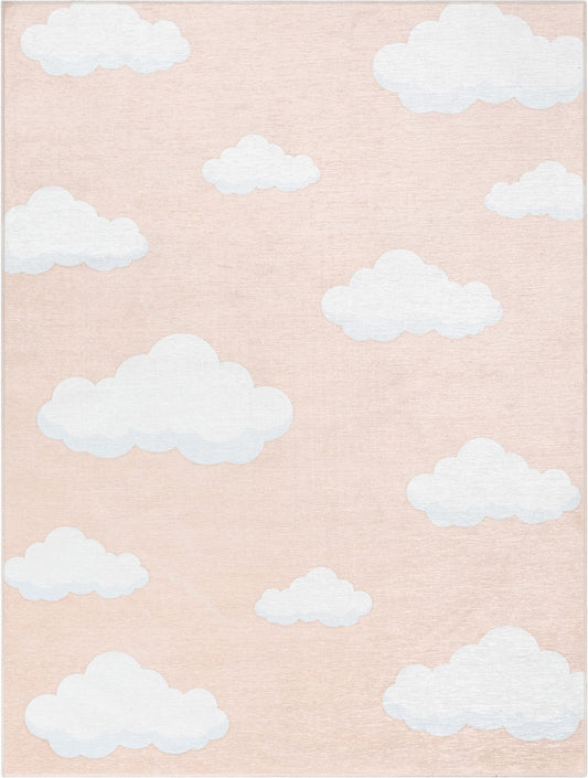 Cloud 9 Modern Coral Flat-Weave Washable Kids Rug W-KD-07A
