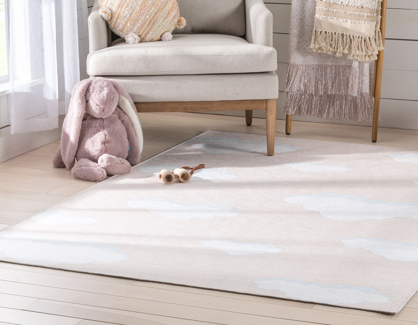 Cloud 9 Modern Peach Flat-Weave Washable Kids Rug W-KD-07D