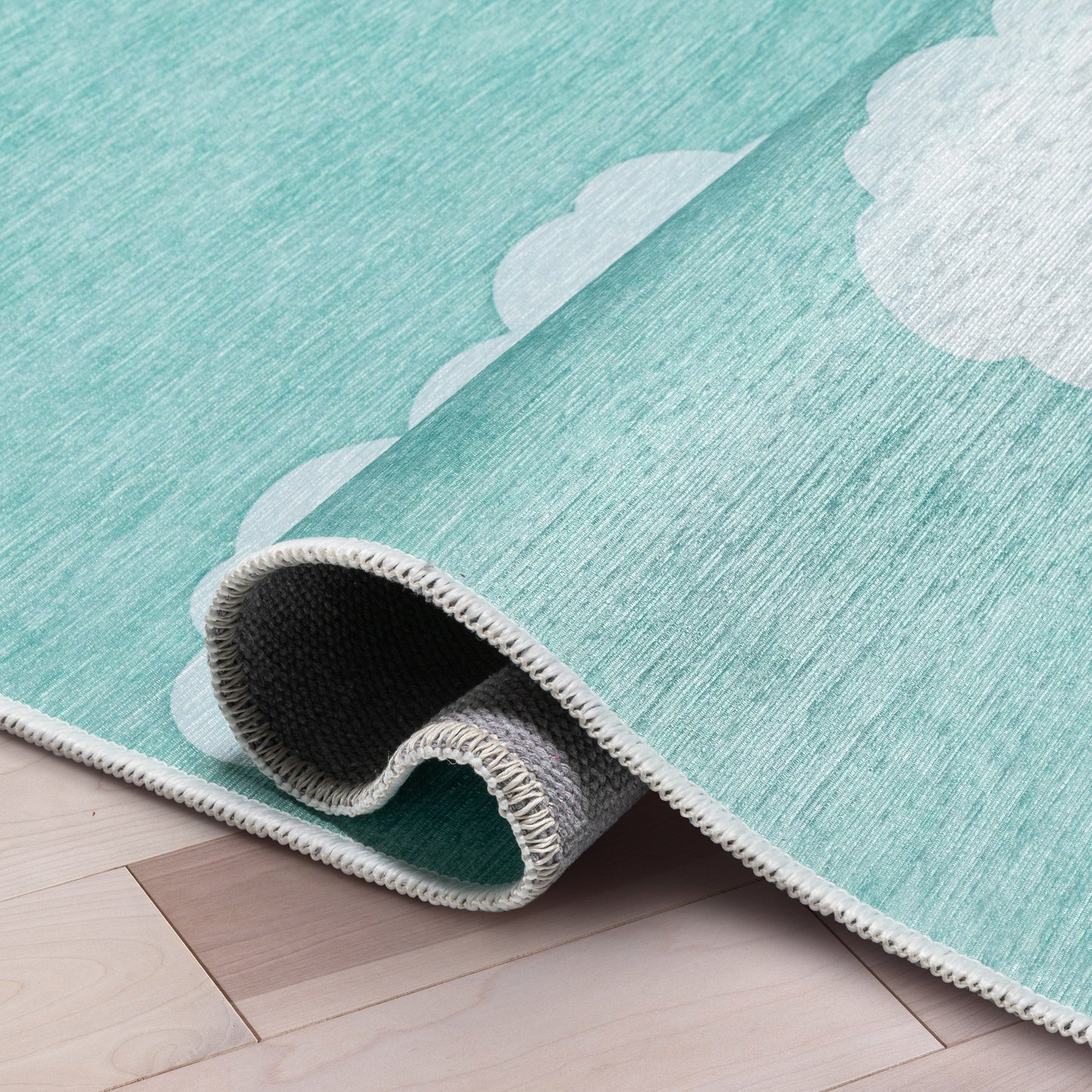 Cloud 9 Modern Green Flat-Weave Washable Kids Rug W-KD-07E