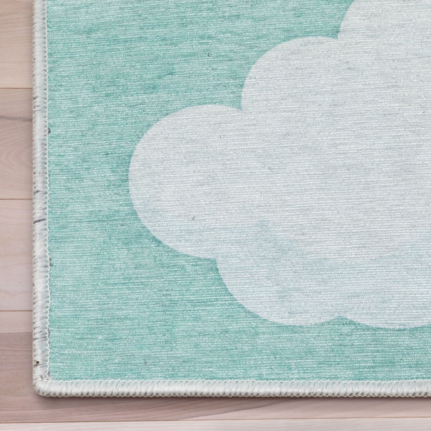 Cloud 9 Modern Green Flat-Weave Washable Kids Rug W-KD-07E