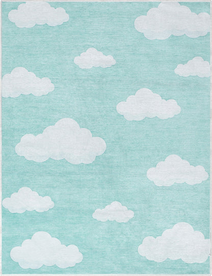 Cloud 9 Modern Green Flat-Weave Washable Kids Rug W-KD-07E