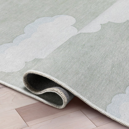 Cloud 9 Modern Brown Flat-Weave Washable Kids Rug W-KD-07H