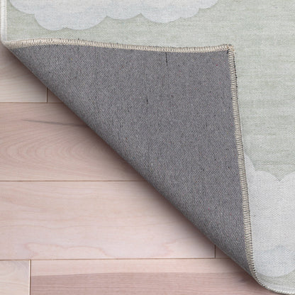 Cloud 9 Modern Brown Flat-Weave Washable Kids Rug W-KD-07H