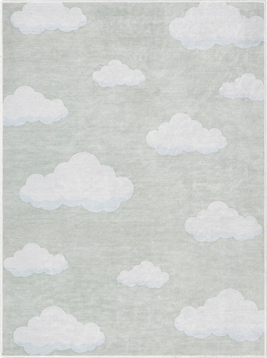 Cloud 9 Modern Brown Flat-Weave Washable Kids Rug W-KD-07H