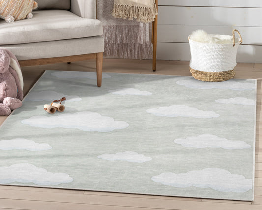 Cloud 9 Modern Brown Flat-Weave Washable Kids Rug W-KD-07H