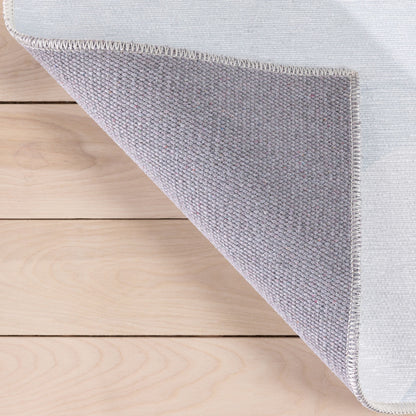 Cloud 9 Sun Modern Grey Light Blue Flat-Weave Washable Kids Rug W-KD-07K