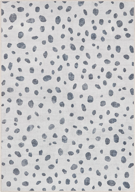 Animal Dots Modern Ivory Black Flat-Weave Washable Area Rug W-KD-08A