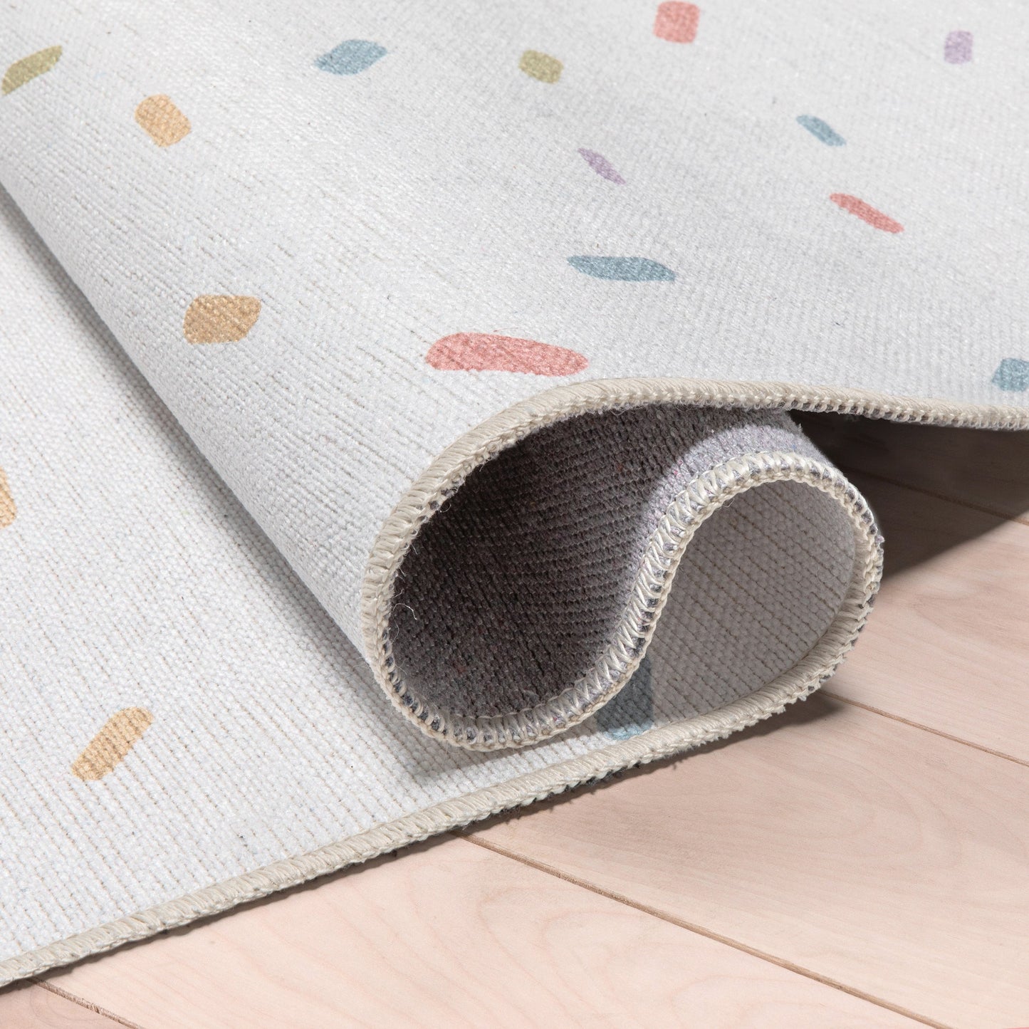 Sprinkles Modern Multi Color Flat-Weave Washable Area Rug W-KD-09A