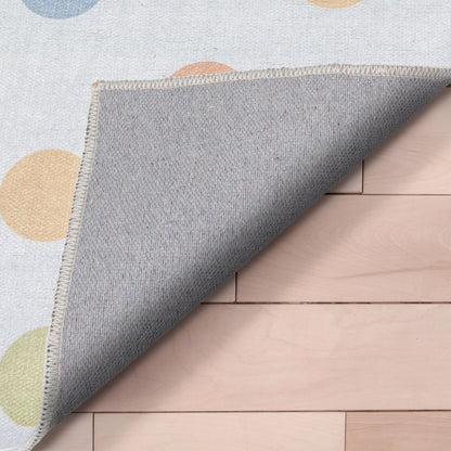 Multi Dot Modern Multi Color Flat-Weave Washable Area Rug W-KD-10A