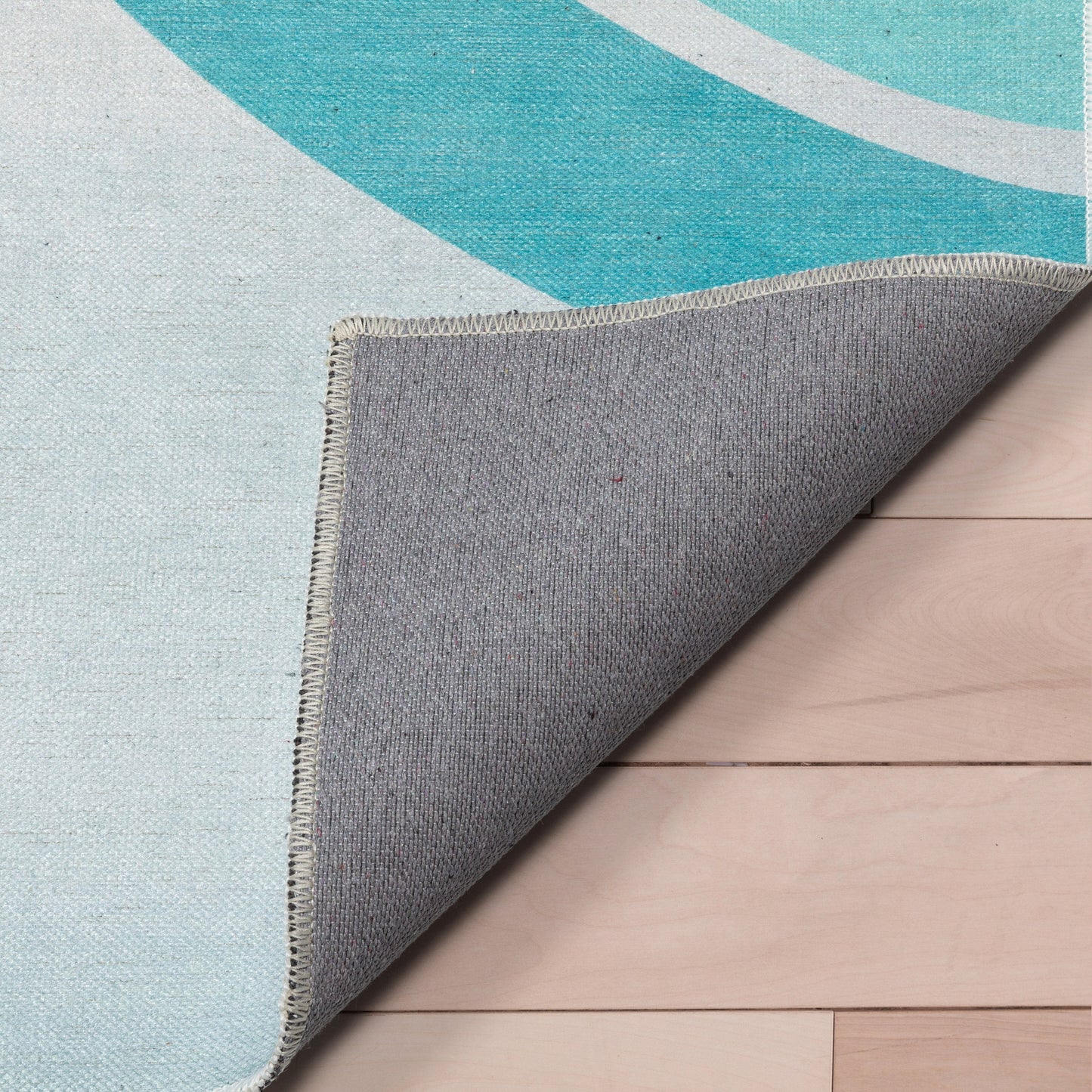 Curved Rainbow Modern Multi Color Blue Flat-Weave Washable Area Rug W-KD-12C