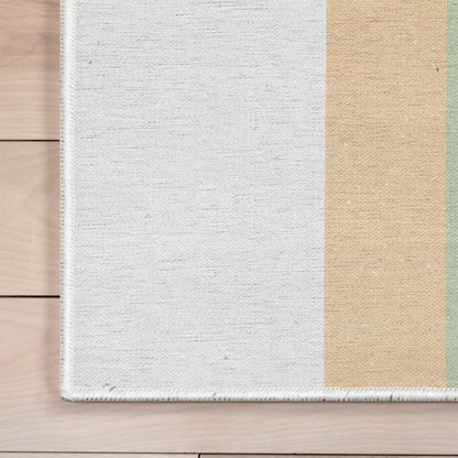 Rainbow Watercolor Modern Multi Color Flat-Weave Washable Area Rug W-KD-13B