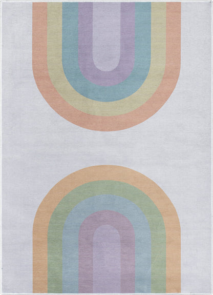 Rainbow Watercolor Modern Multi Color Flat-Weave Washable Area Rug W-KD-13B